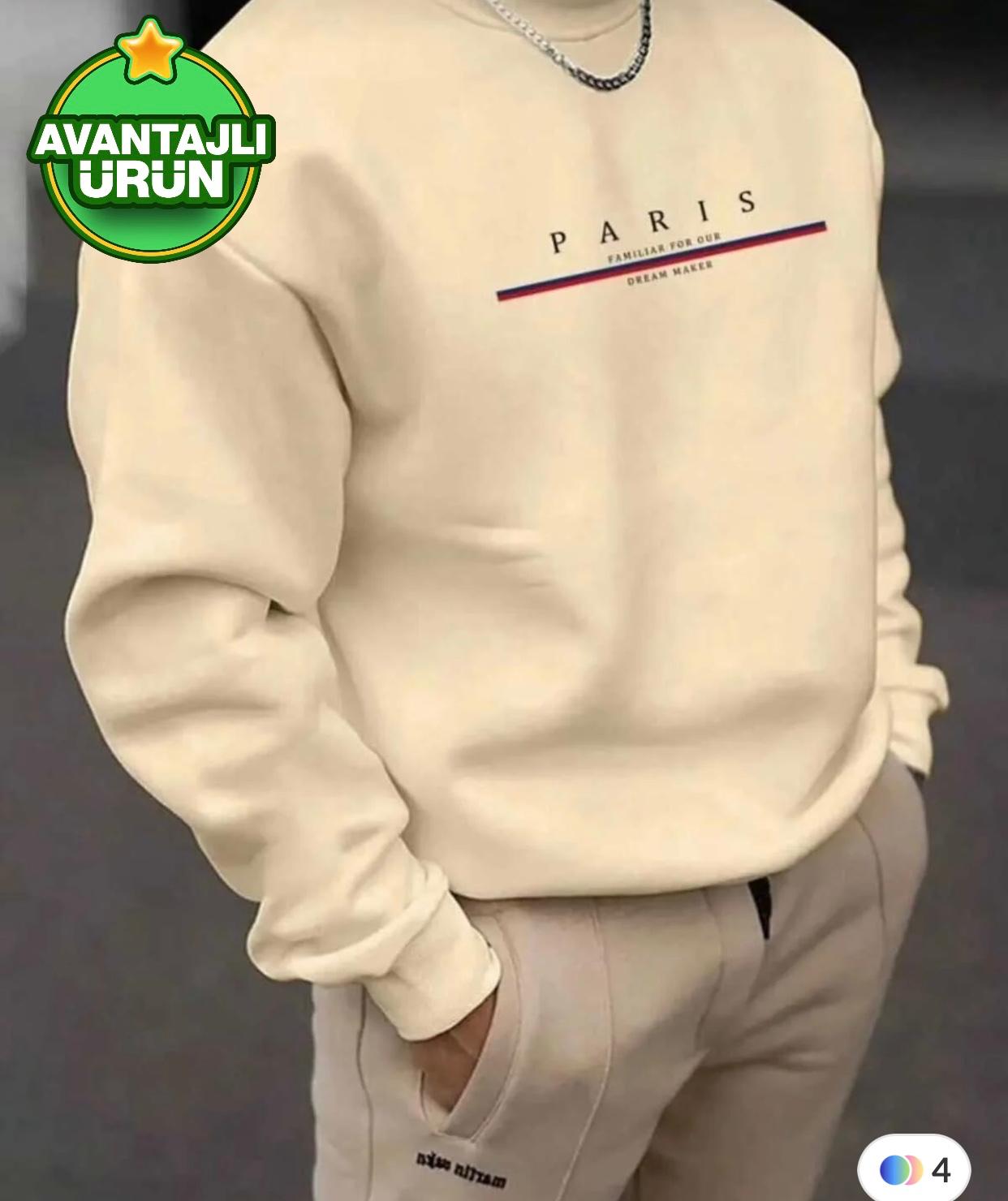 Erkek  Paris Dream Maker Baskılı Oversize Sweatshirt